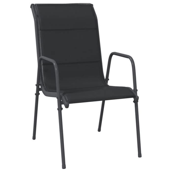 Juego de comedor de jardín BURKE de 5 piezas - Negro - Textilene - Acero con recubrimiento en polvo - Vidrio templado