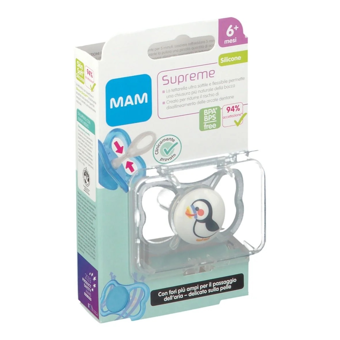 Sucette en silicone MAM Supreme 6+ 1x neutre avec tétine orthodontique