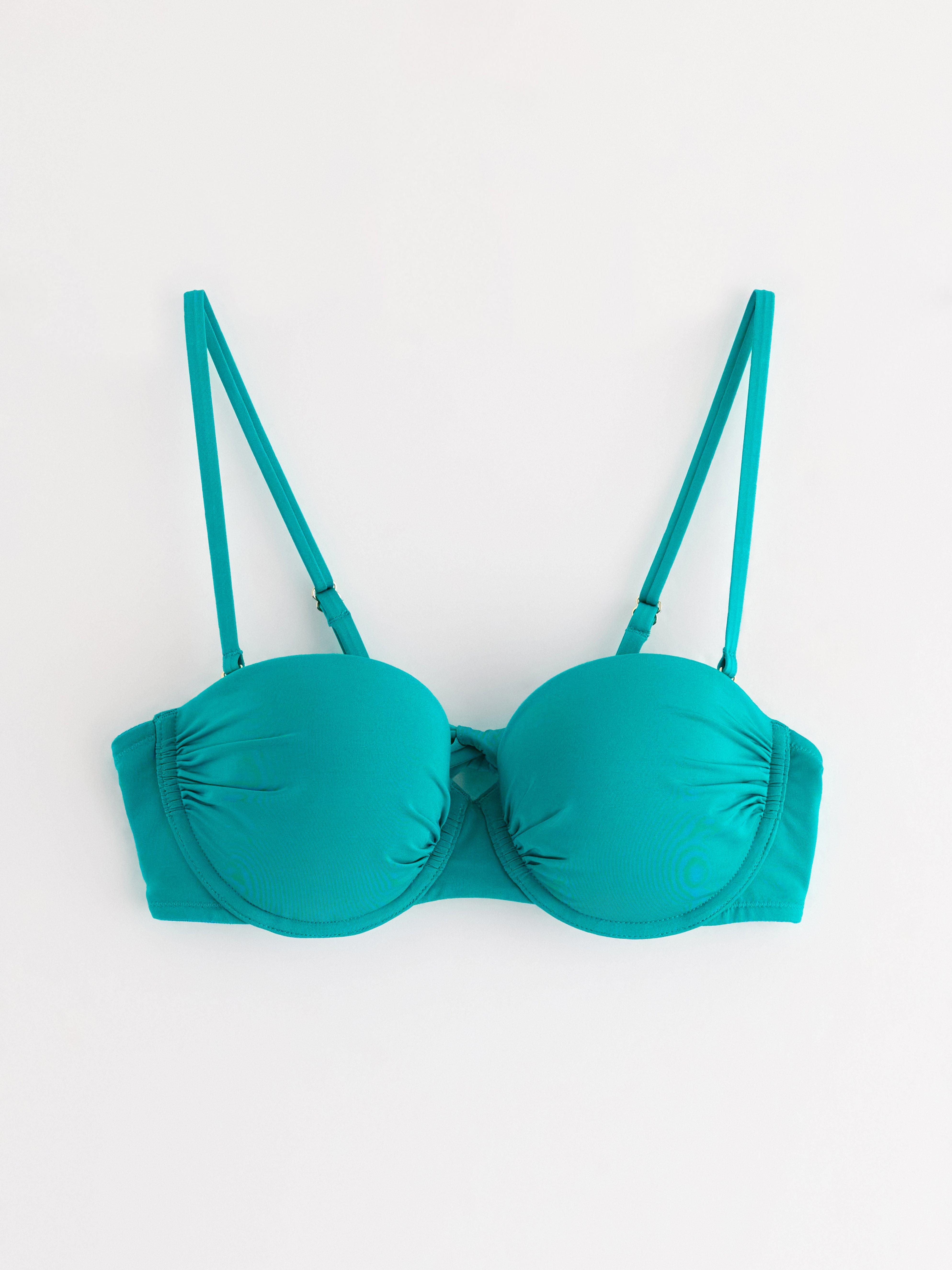 Top de bikini balconette acolchado con aros, color turquesa oscuro.