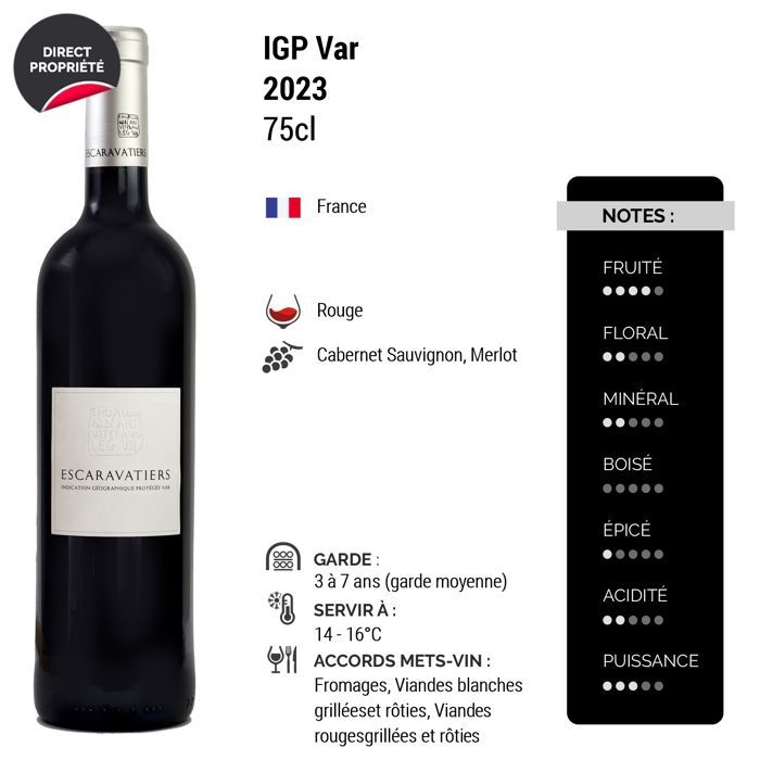 Domaine des Escaravatiers Var Escaravatiers 2023 - Vin Rouge (6x75cl)