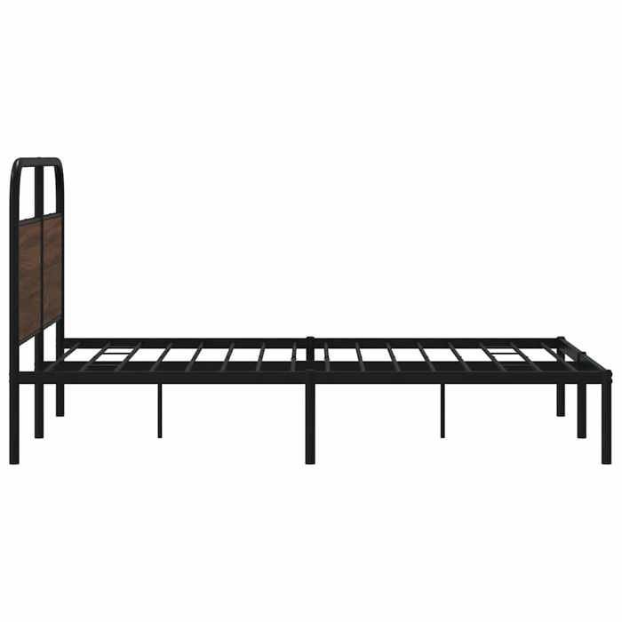Stalen bedframe - vidaXL - 120x190 cm - Bruin eiken - Hoofdbord - Lattenbodem - 196x125x100 cm