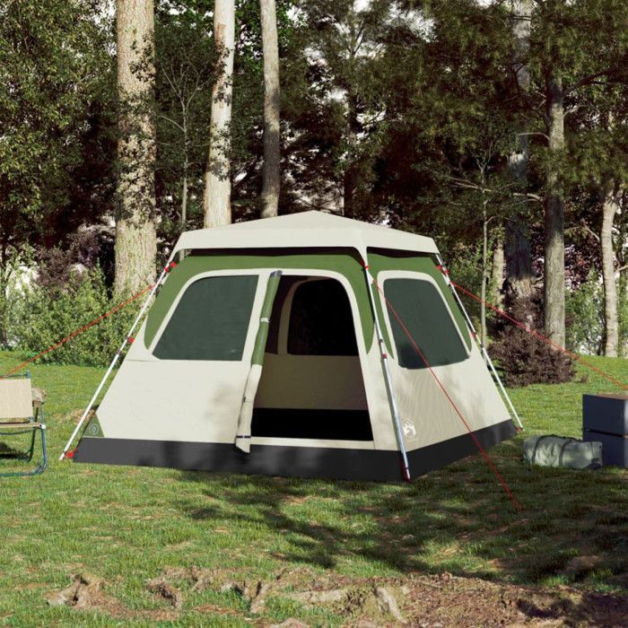 Tienda de campaña tipo domo verde vidaXL para 4 personas con sistema de liberación rápida, tienda de campaña, refugio de camping, refugio de jardín, tienda de jardín, 4004230