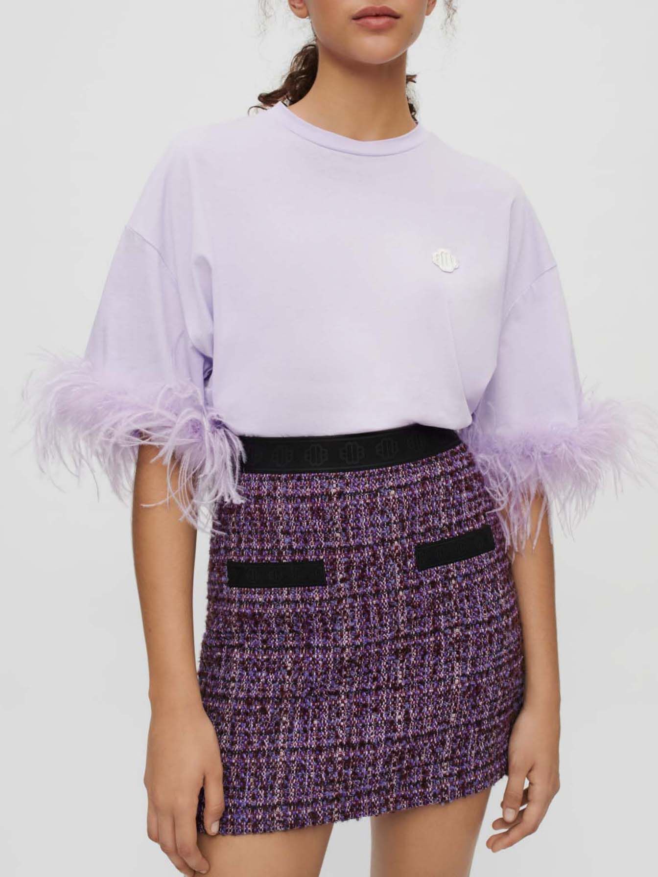Violet tweed rok met contrasterende details - Violet