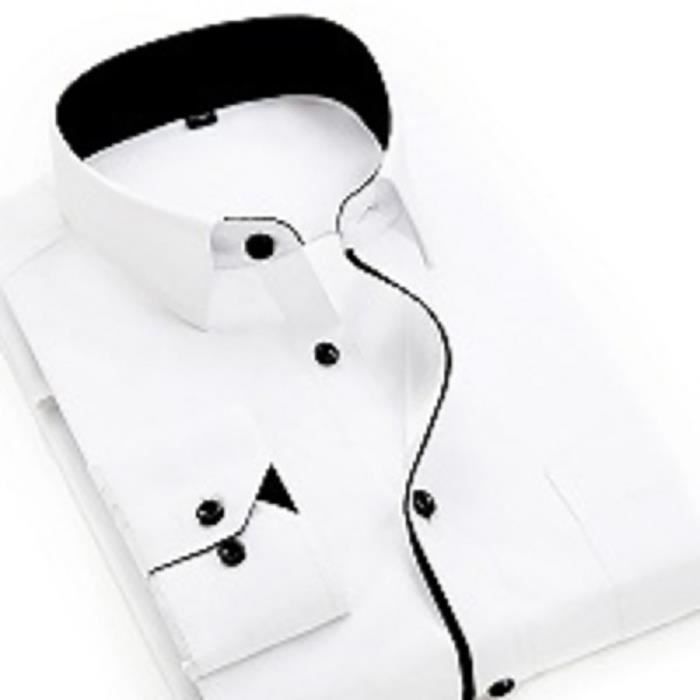 Men's Shirt - FUNMOON - Long Sleeve - Solid Color - Mandarin Collar - Casual Individual Design