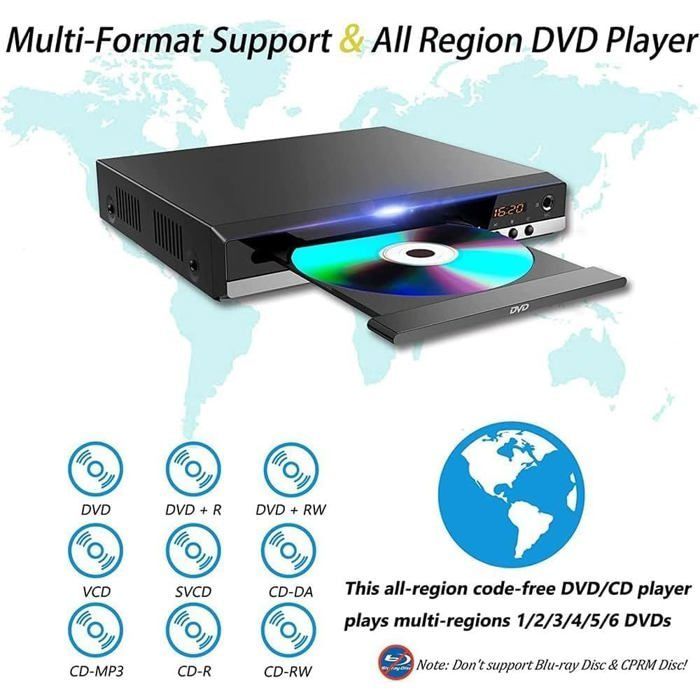 Lecteur DVD pour TV avec HDMI, Lecteur DVD pour téléviseurs avec Toutes Les régions gratuites, Lecteur CD HDMI 1080P avec Sortie AV