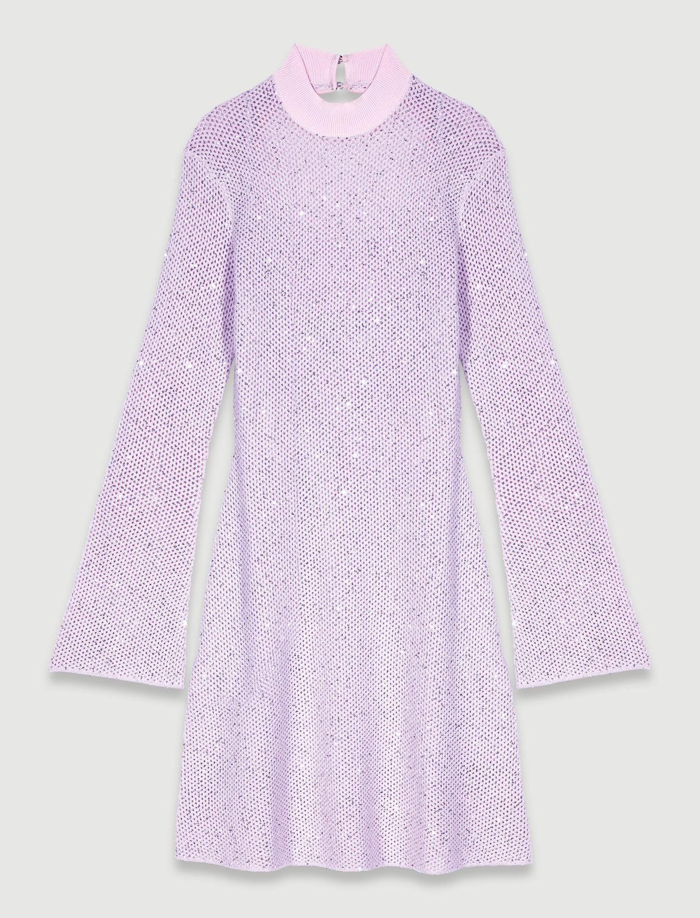 Semi-transparante gebreide jurk - Roze