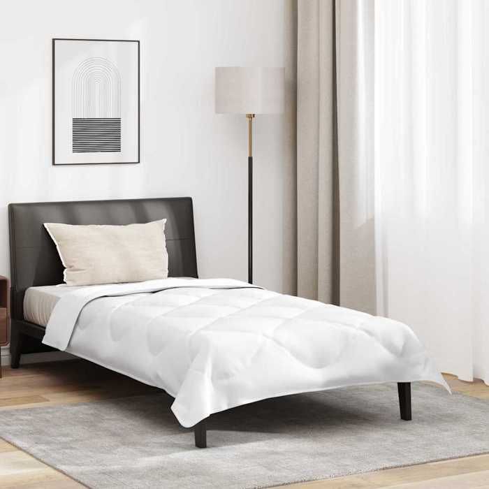 vidaXL Juego de edredón para todas las estaciones con almohada, 2 piezas, microfibra blanca, ropa de cama de lujo, diseño rectangular moderno, 3376524