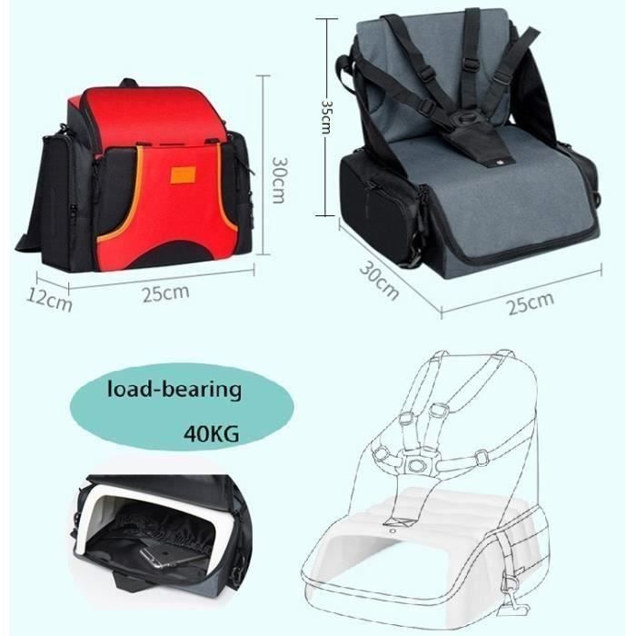 Réhausseur Siège de Table Pliable pour Bébé avec Harnais Sécurité 5-Point - Rouge rouge