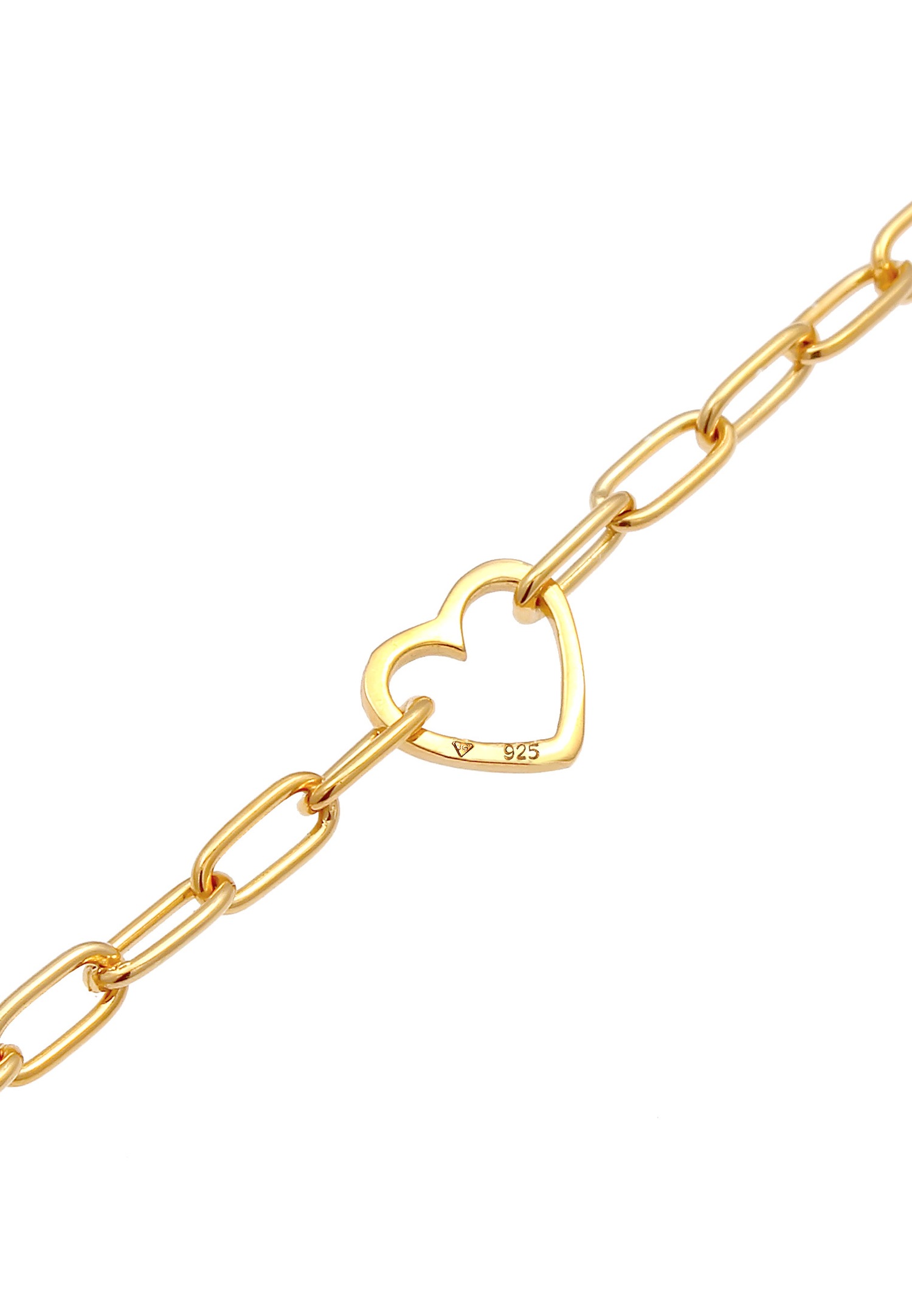 Elli Chaîne maille coeur pour femme tendance ovale en argent sterling 925