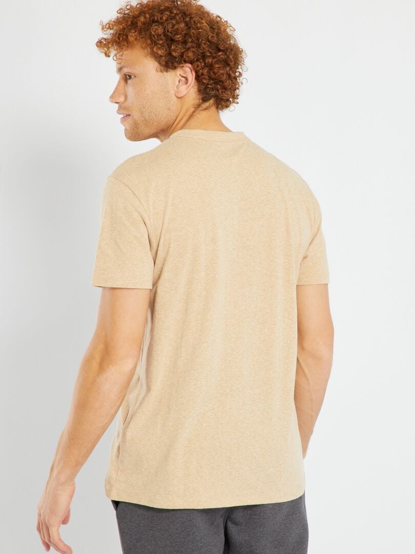 T-shirt met gemêleerd effect - BEIGE