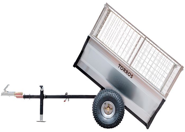 Remolque Torros AHR550G de 2 ruedas y un solo eje, capacidad de 550 kg, caja basculante galvanizada, 1500x960x465 mm