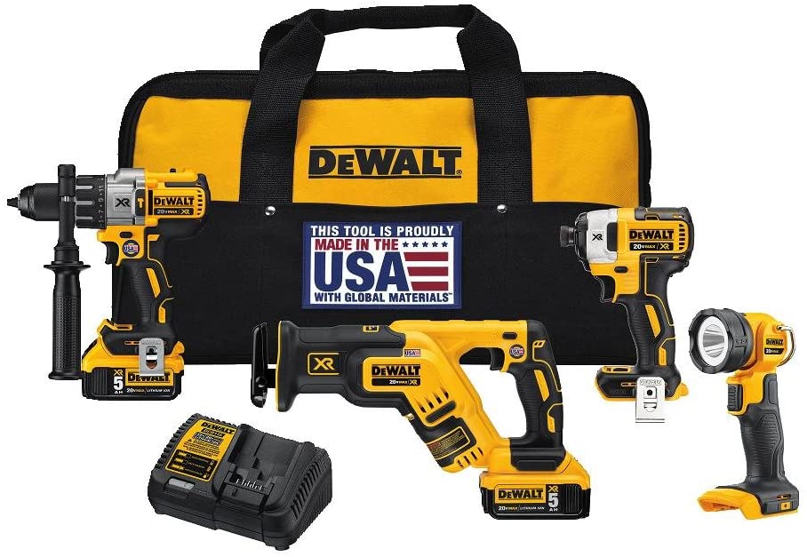 DEWALT 20V MAX XR BATTERIDRIKK-/SKRUEKRIKKERSETT, 4 VERKTØY (DCK494P2)
