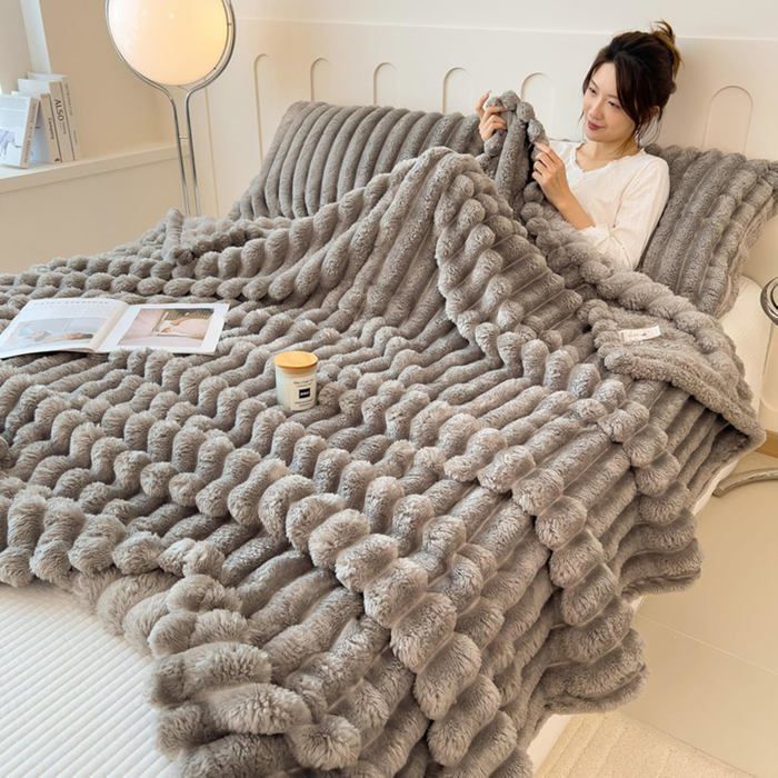 Manta - ULISEM - Estampado de conejo - Forro polar supersuave - 200x230 cm