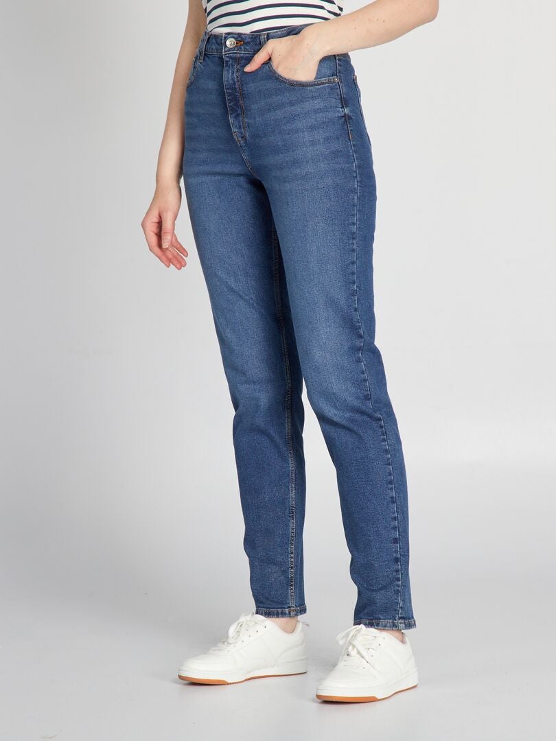 Calça jeans de cintura alta e modelagem regular - 34L - AZUL
