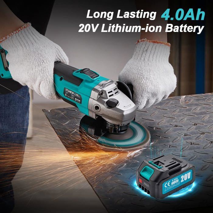 Meuleuse d'angle - STANEW - STANEW - Brushless - Sans fil 20V 4000mAh (2 batteries) - 8500 trs/min