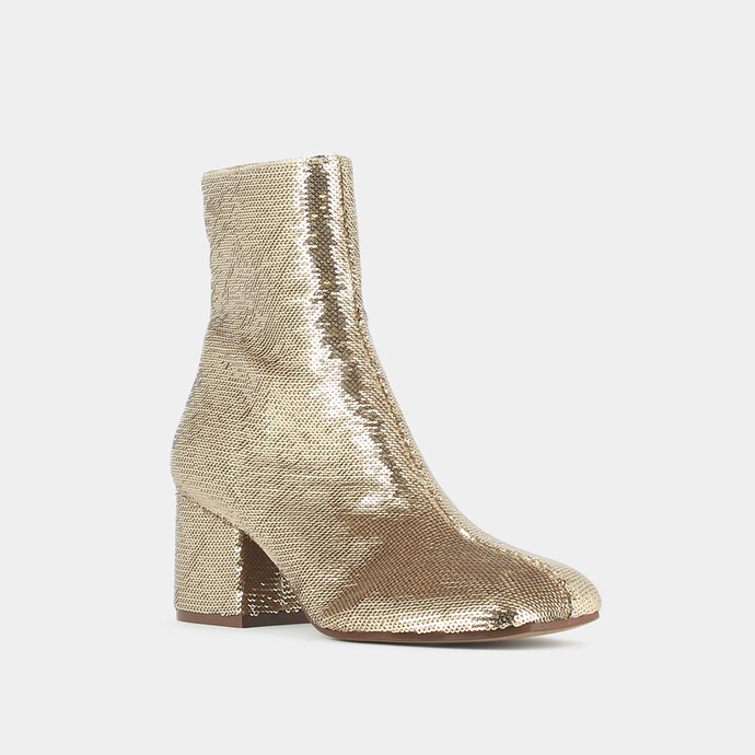 Bottines à talons  en sequins platine