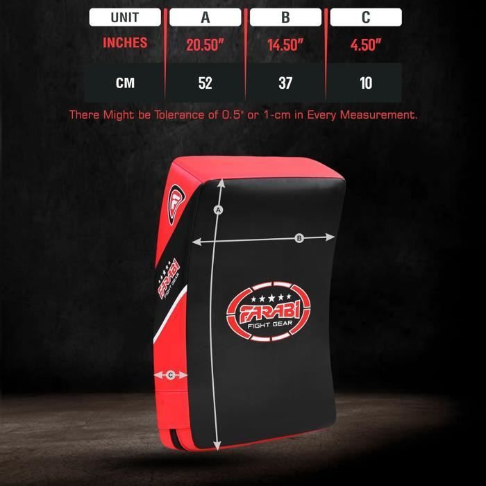 Scudo da combattimento grande rosso FARABI SPORTS per Muay Thai, MMA, arti marziali e boxe