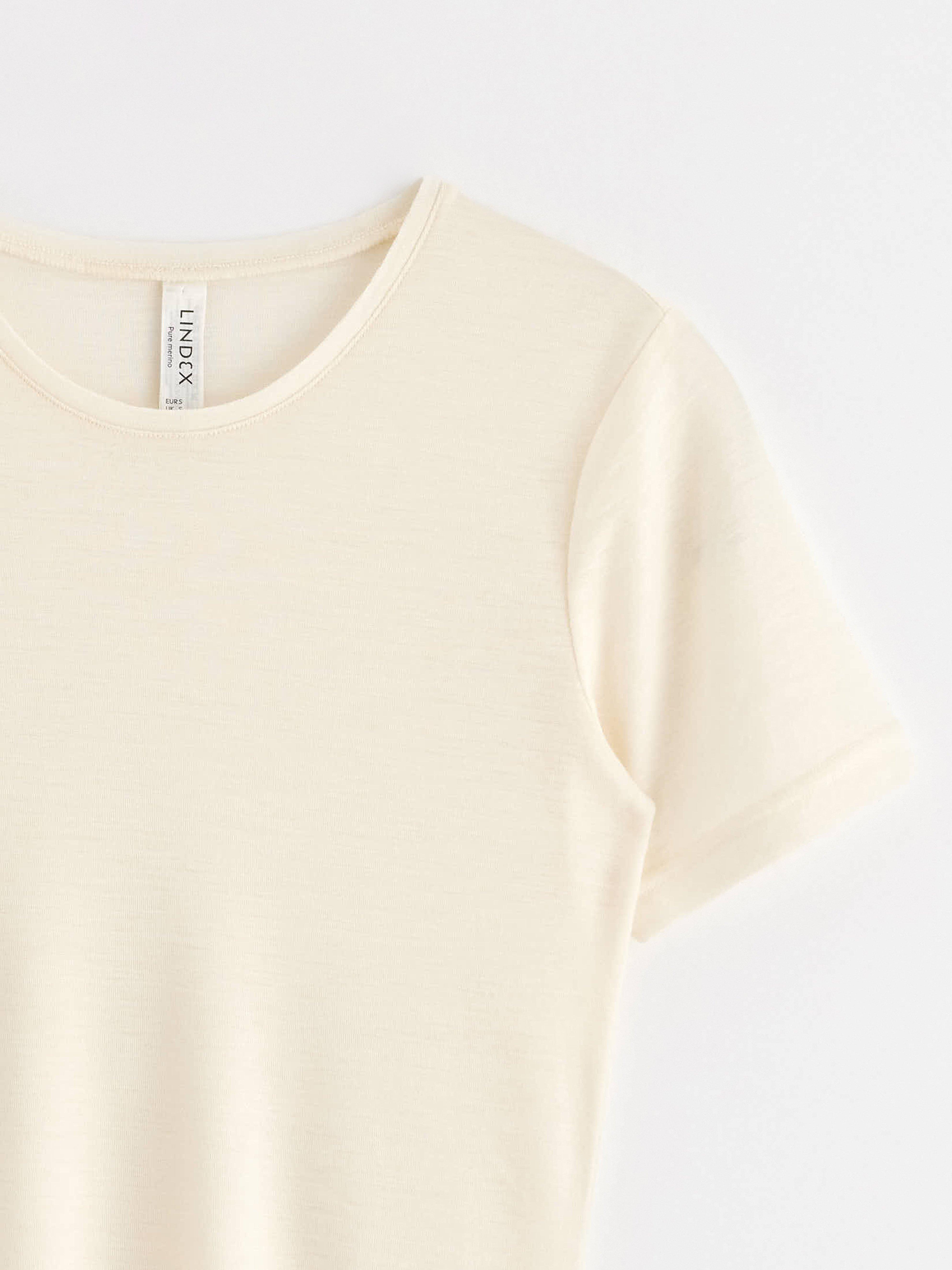 T-shirt en mérinos blanc cassé