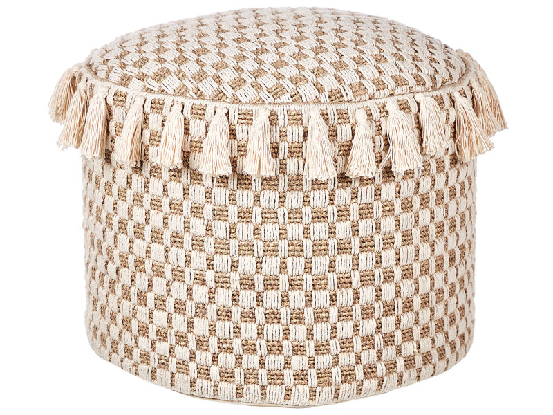 Puf pleciony podnóżek naturalny materiał 50 cm