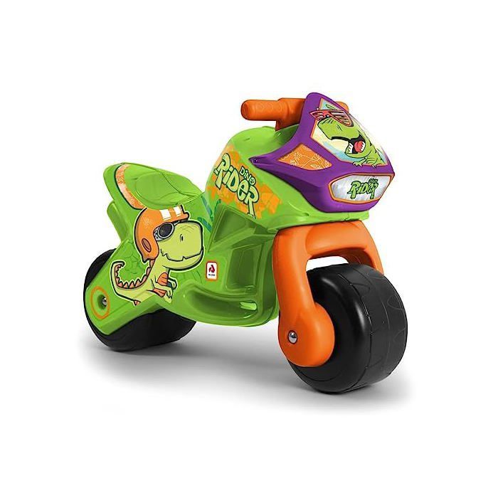 Kindermotor - INJUSA - 18 maanden tot 3 jaar - Dino - Brede wielen - Gemakkelijk te vervoeren - 66x22x44,5 cm - 2,5 kg - Groen