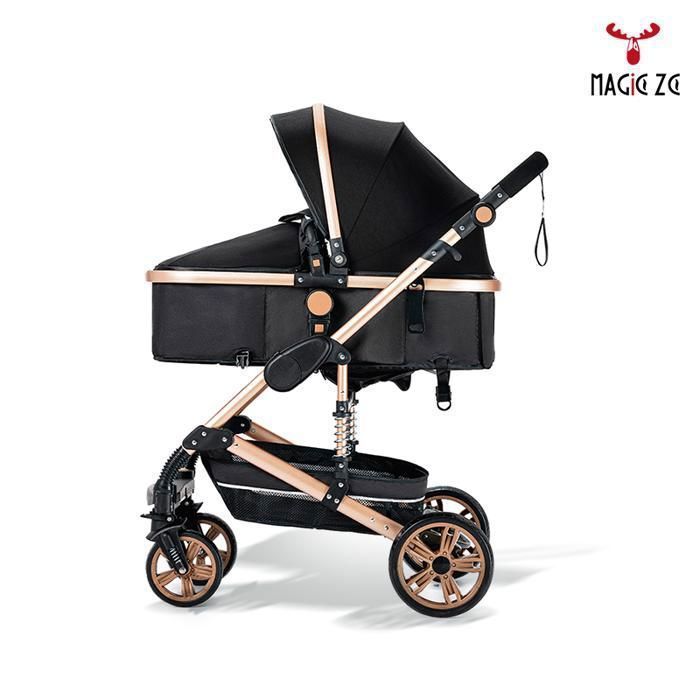 Stroller - 3-in-1 Travel System - 0-3 Years - Reinforced Anti-Vibration Design - Large Basket - Luxury Black Gold