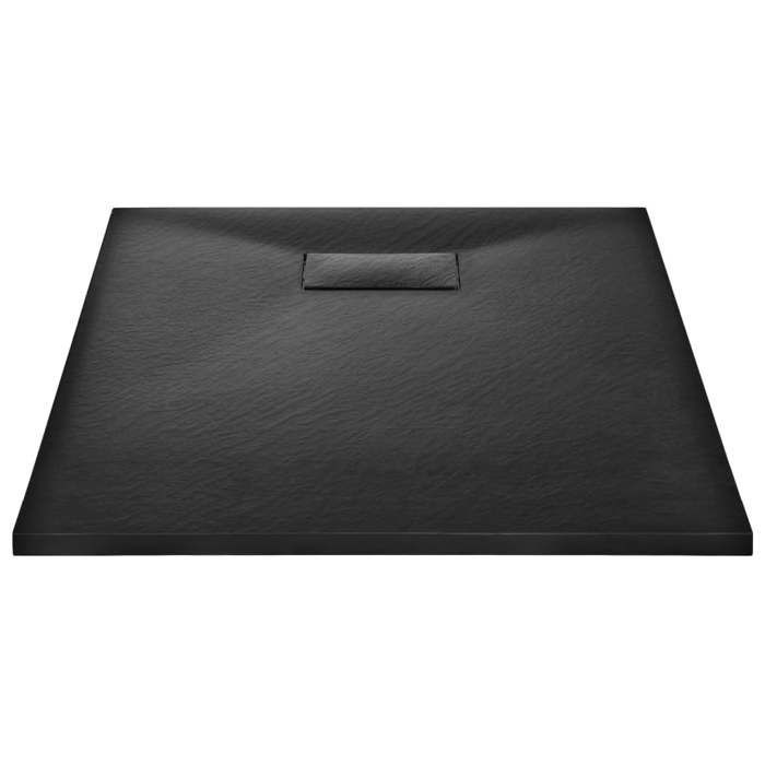 vidaXL Shower Tray Rectangular Shower Tray Bathroom Home Interior Standard 9cm Drain Hole SMC Black 144780