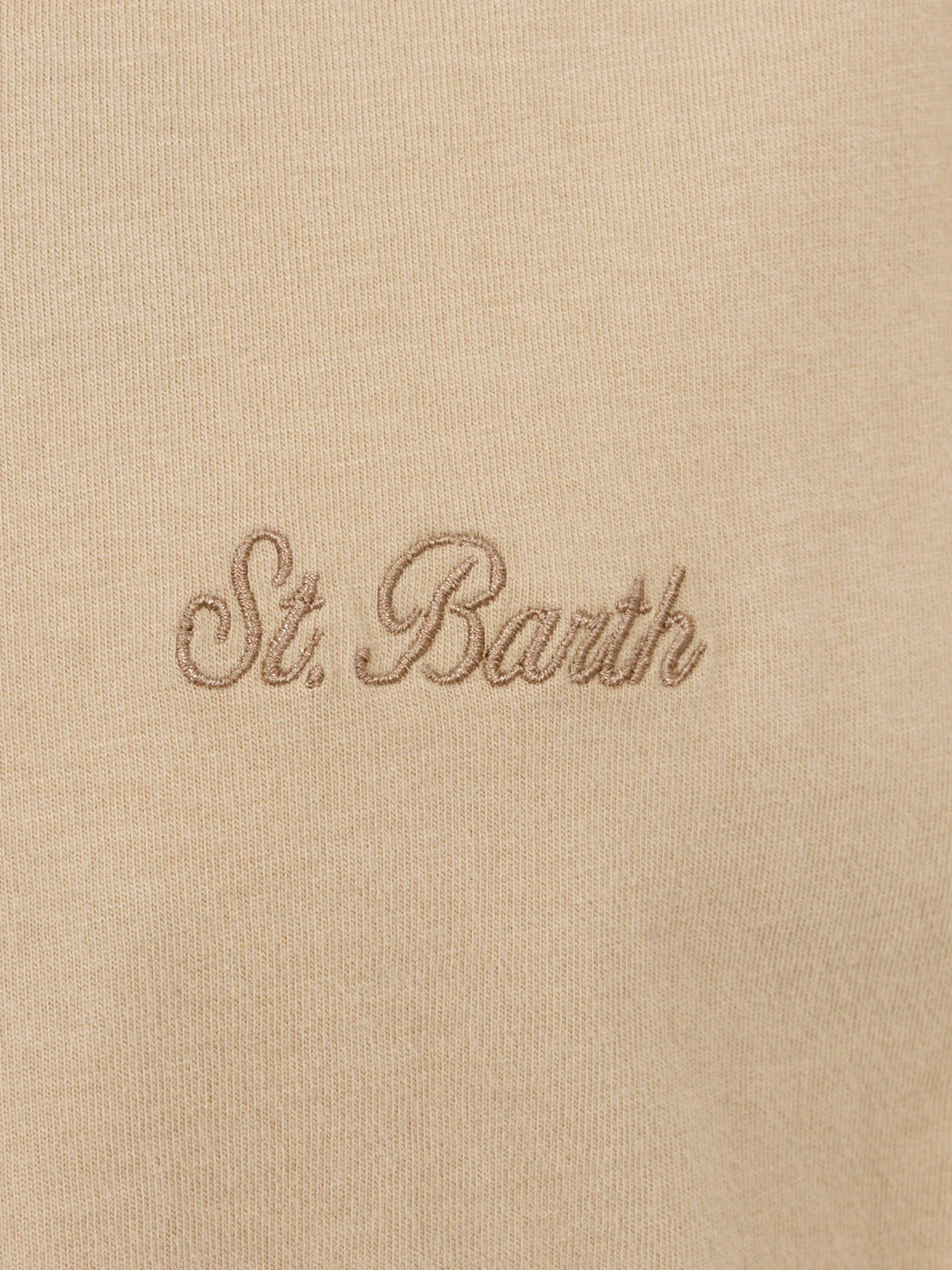 T-shirt Arnott pour homme, beige, en coton épais, avec broderie Saint-Barth