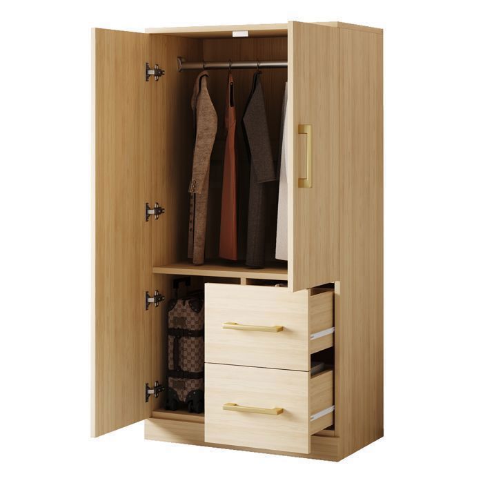 Kleiderschrank 70 x 40 x 135 cm, Doppeltür-Design mit Schubladen und Staufächern, Kleiderschrank für Einzelbett