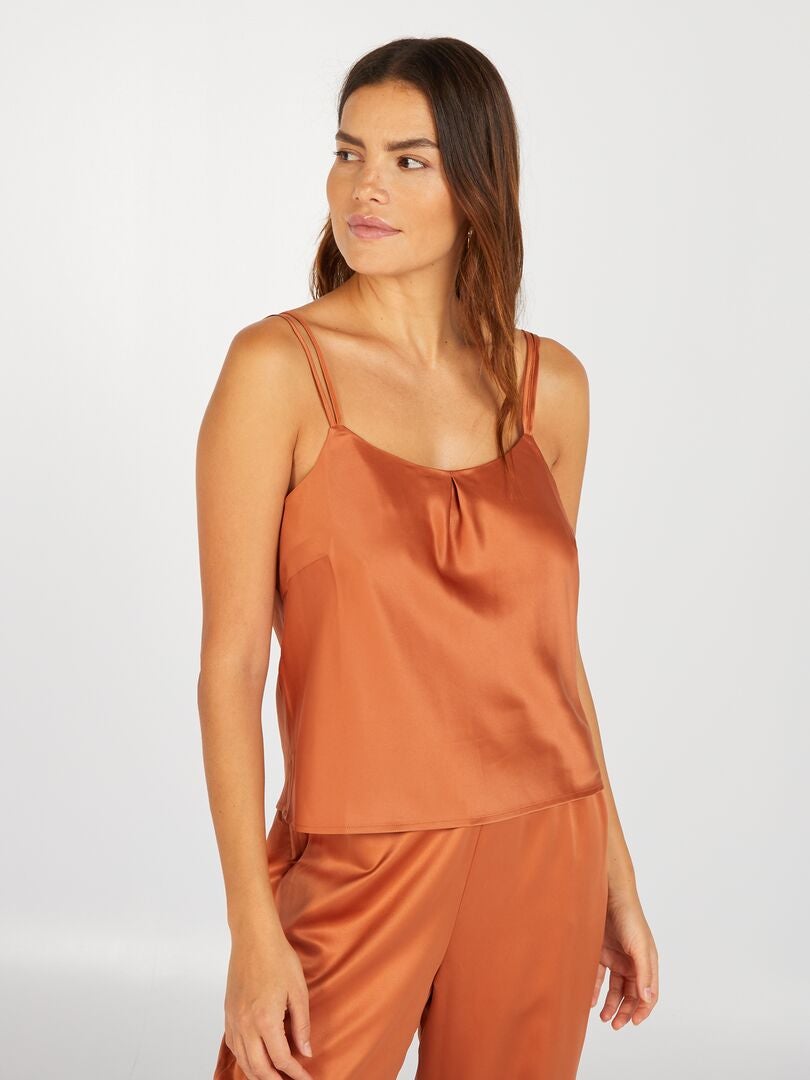 Top de pijama de satén 'Sans Complexe' - BEIGE