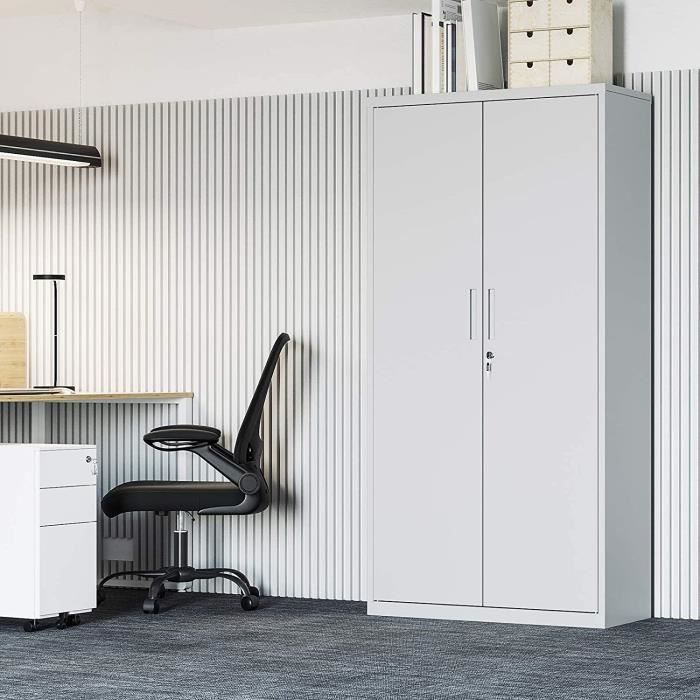 Armario de almacenamiento de acero - SONGMICS - Doble puerta - 5 estantes - Gris