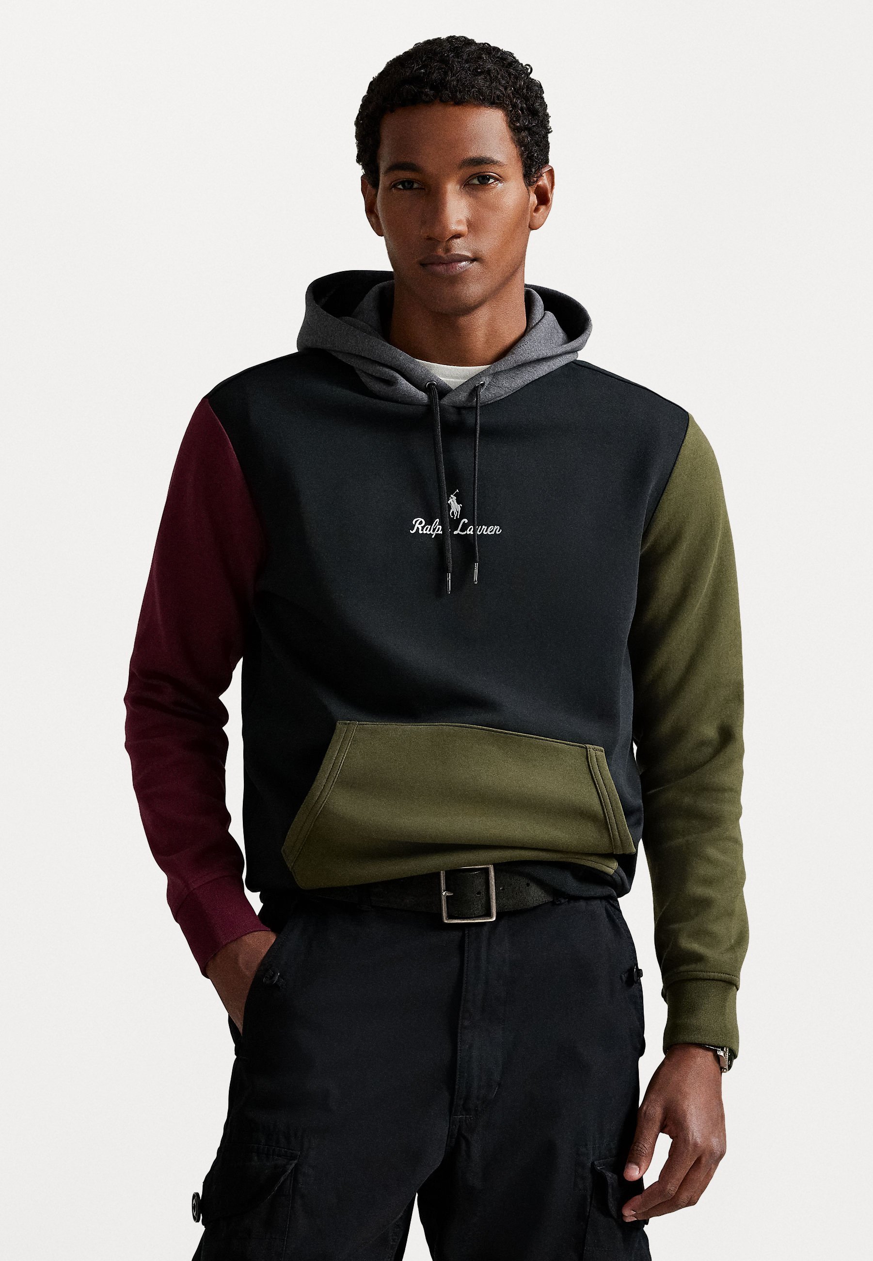 Polo Ralph Lauren LOGO DOPPELSTRICHEN-HOODIE - Hoodie - schwarz-mehrfarbig