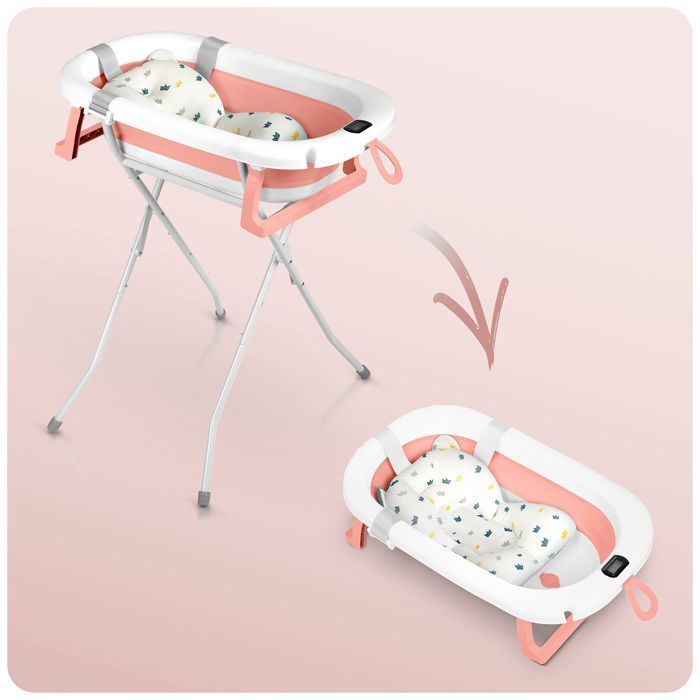 Baignoire pliable pour enfants - Ricokids - Insert pour nouveau-nés - Thermomètre intégré - Pliable et légère