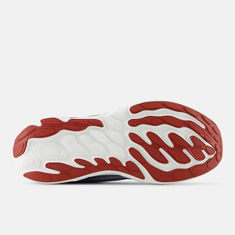 Fresh Foam X Vongo v6 para homem – alumínio cinza com detalhes em vermelho tijolo