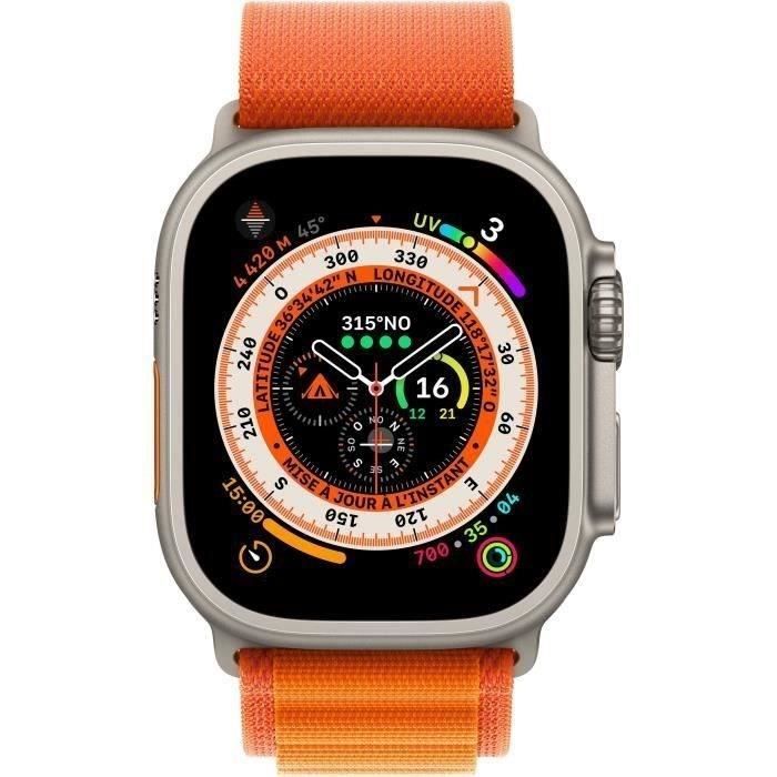 Apple Watch Ultra GPS + Cellular - 49 mm - Titânio - Pulseira Alpine Loop Laranja - Tamanho Médio (2022) - Recondicionado - Excelente estado