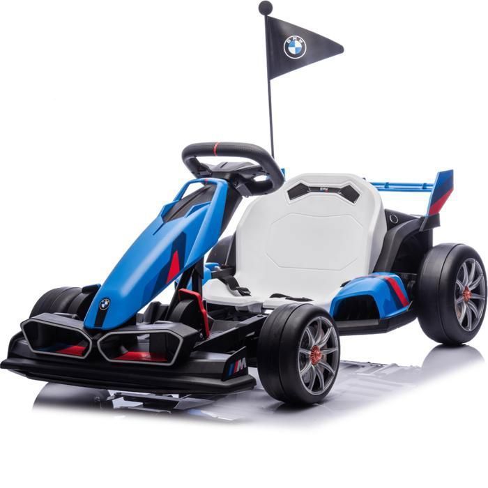Kart eléctrico BMW de 24 V - Azul - Para edades de 5 a 12 años - Producto con licencia oficial - Función de derrape - 2 x 200 W - Velocidad máxima: 12 km/h