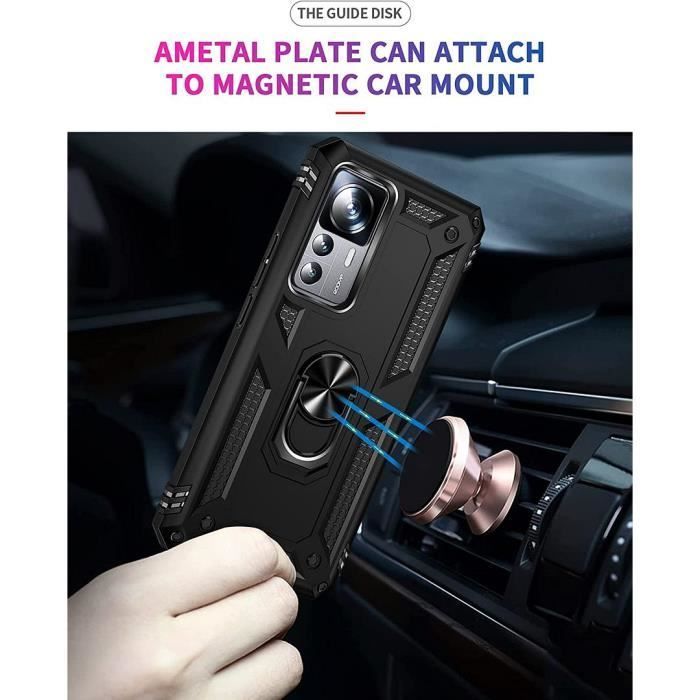 Custodia nera per Xiaomi 12T - 12T Pro con pellicola protettiva in vetro temperato - YIOU - Rigida - Silicone, PC