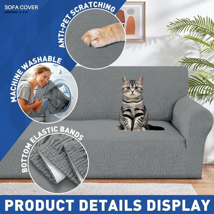 Funda elástica para sofá - OTBACT - 3 plazas - Impermeable - Resistente a los arañazos - Resistente al polvo