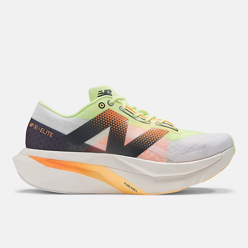 Tênis FuelCell SuperComp Elite v4 Masculino – Branco com detalhes em Verde Limão e Manga Vibrante