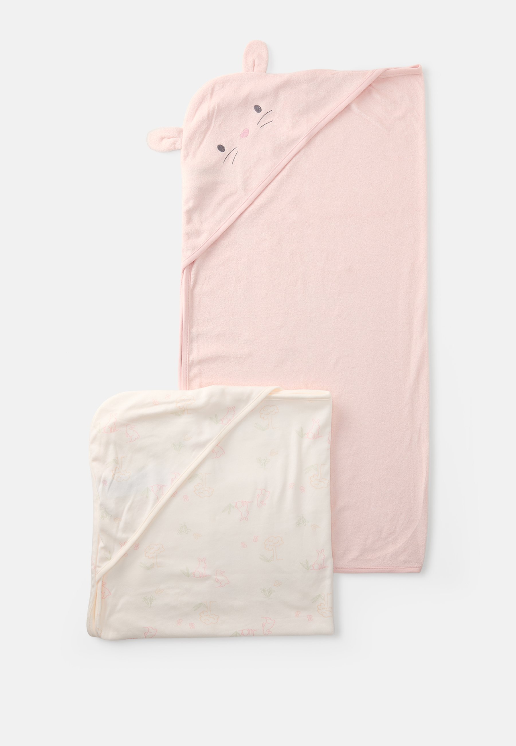 Lot de 2 serviettes de bain unisexes Carter's - Serviette de bain - blanc cassé/rose clair