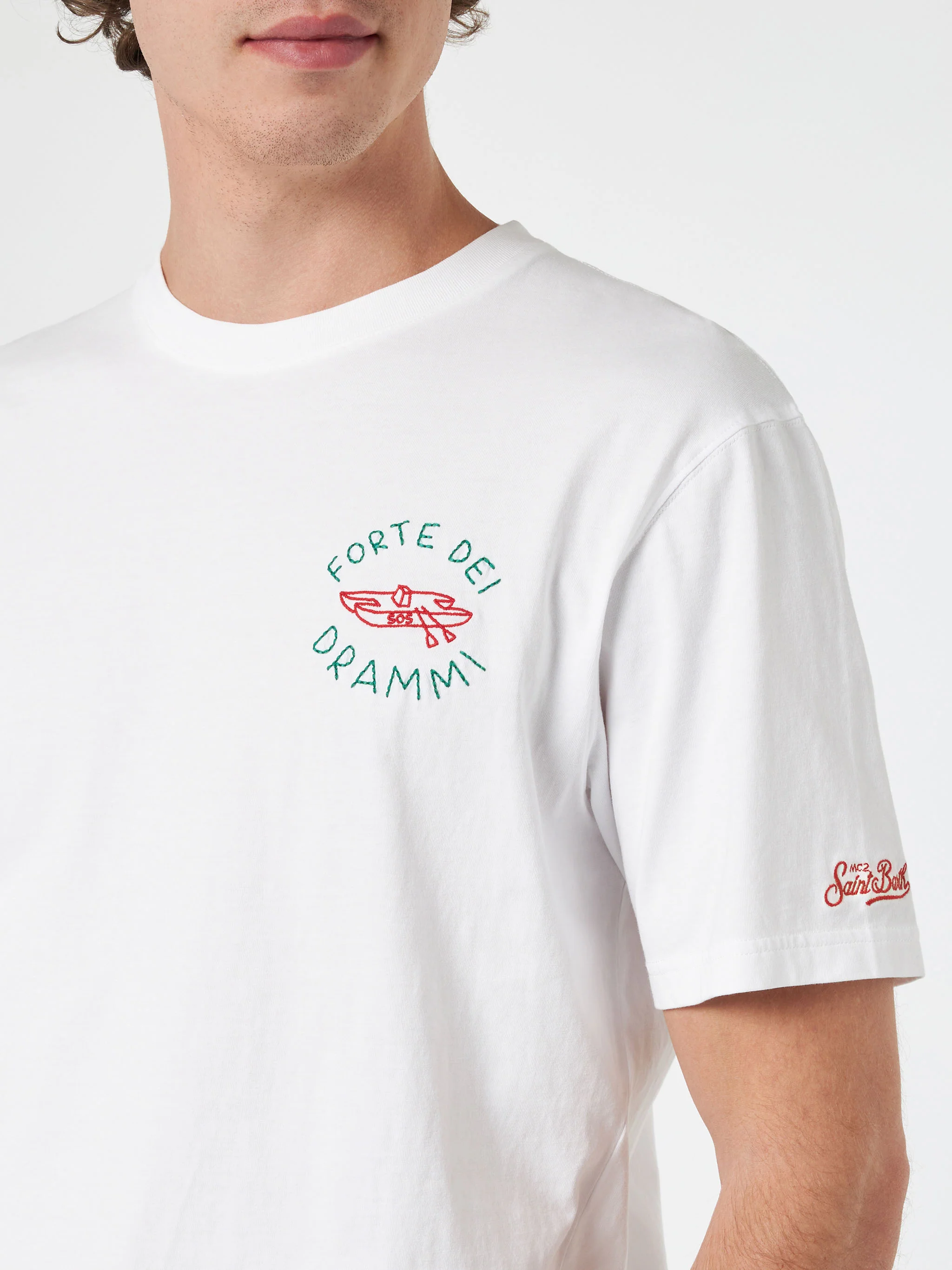 Klassiek Portofino katoenen jersey heren T-shirt met Fort-borduurwerk
