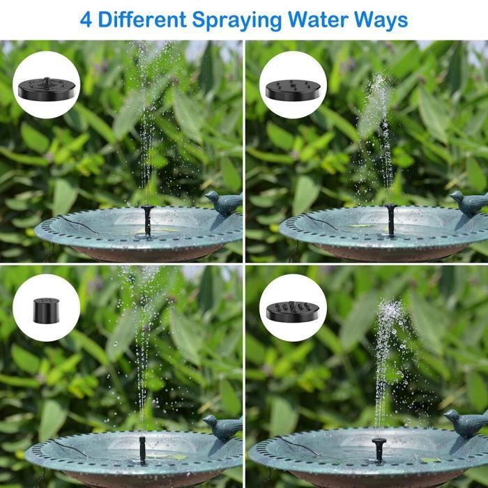 Fuente solar con estaca. Kit de bomba de agua para bebederos de pájaros, estanques, piscinas, jardines y acuarios. Versión mejorada.
