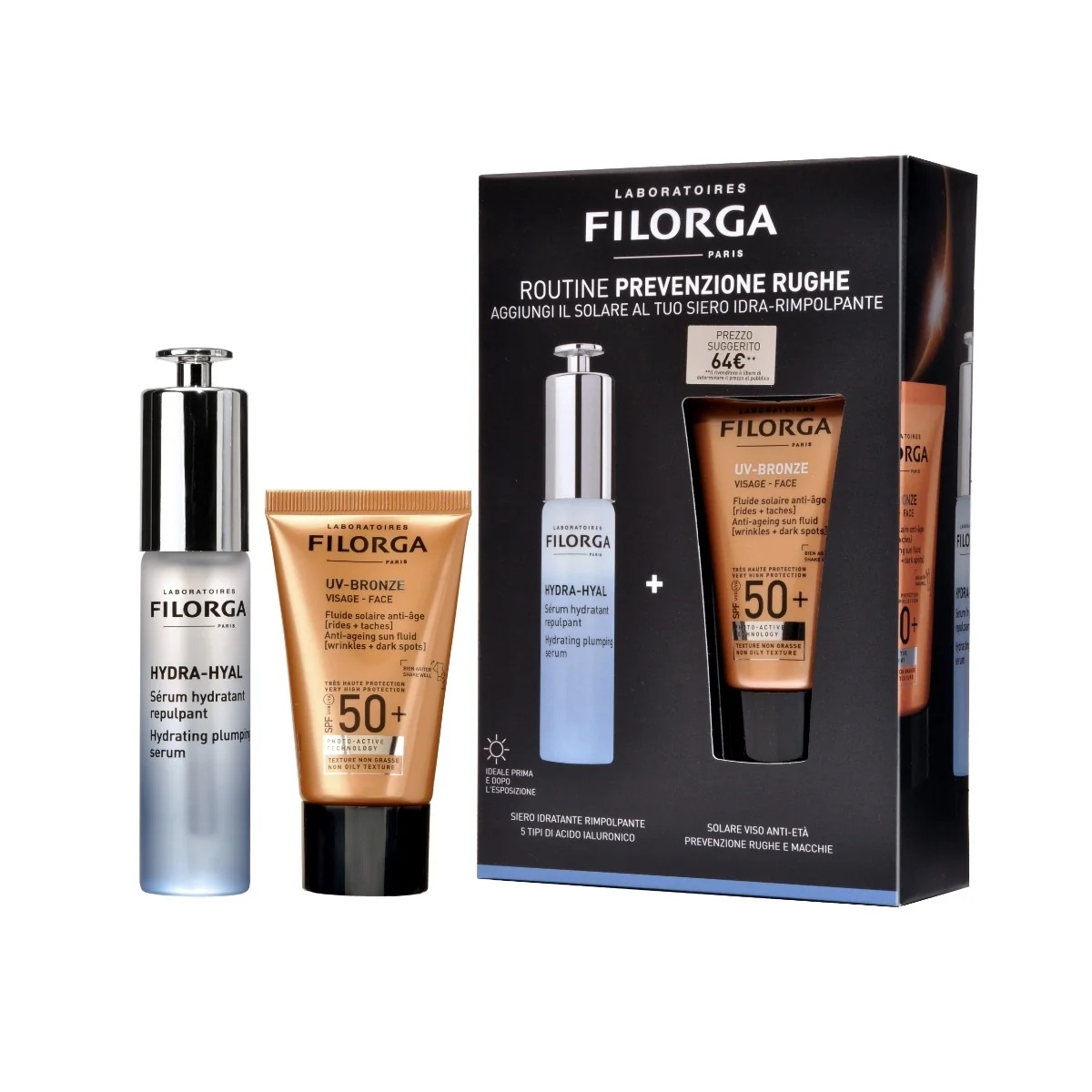 Filorga Anti-Falten-Set: Hydra-Hyal Serum und Sonnenschutz 50+