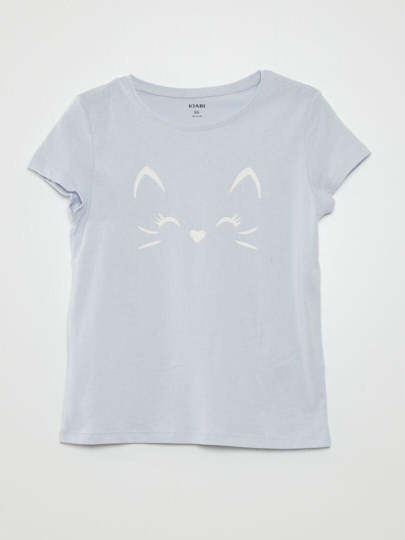 Bedrukt T-shirt met korte mouwen - BLAUW