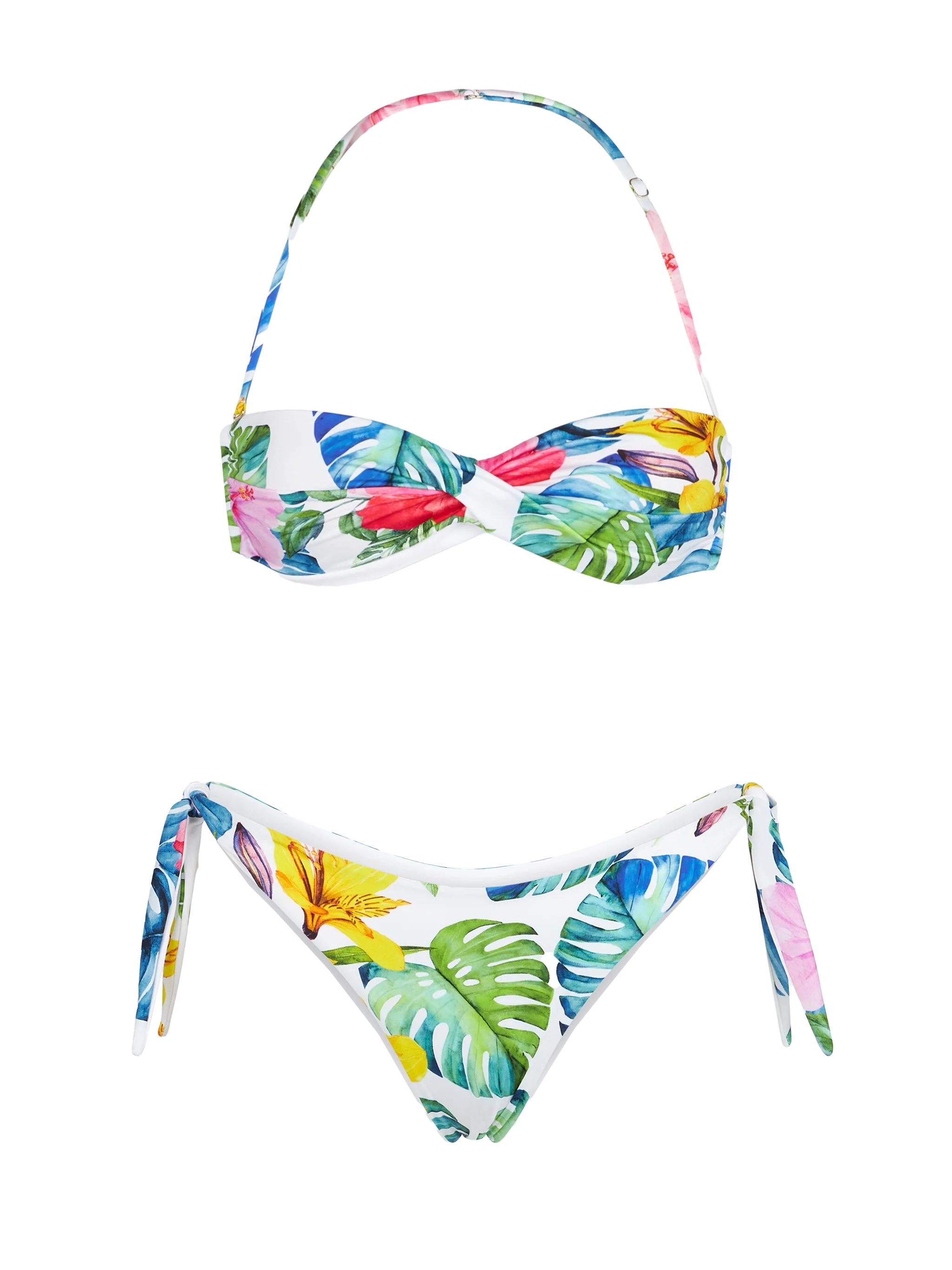 Damesbandeaubikini met tropische print
