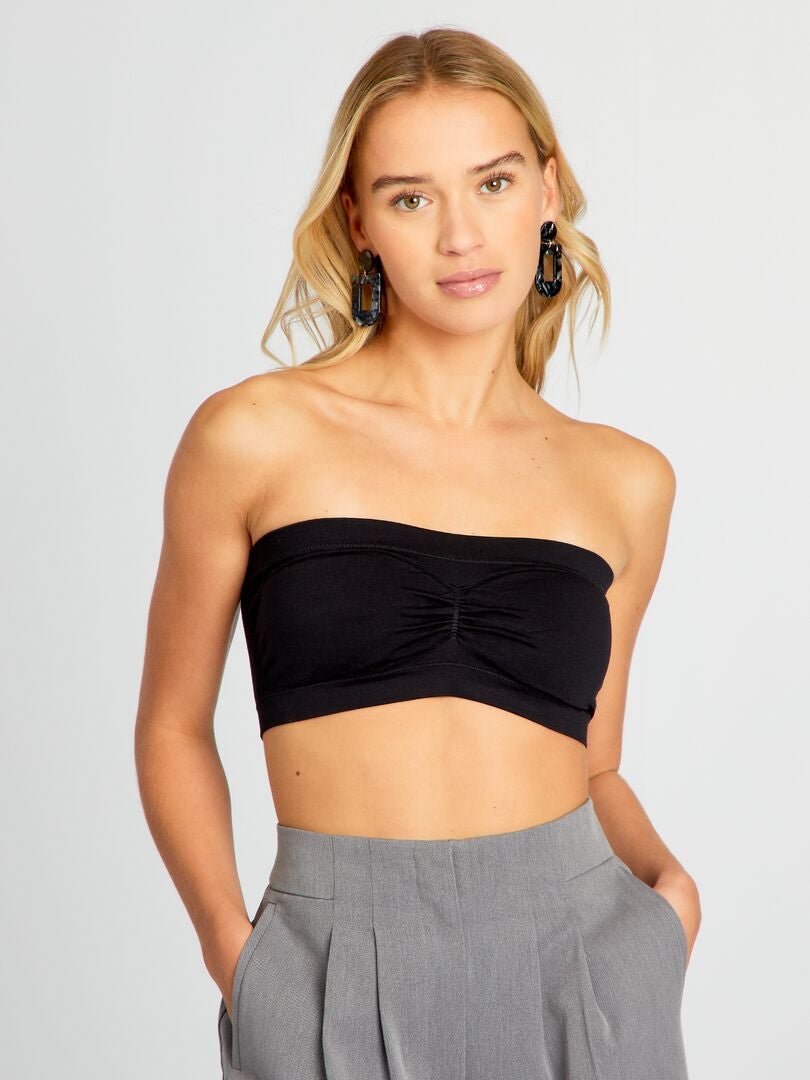 Sujetador tipo bandeau con copas extraíbles - negro