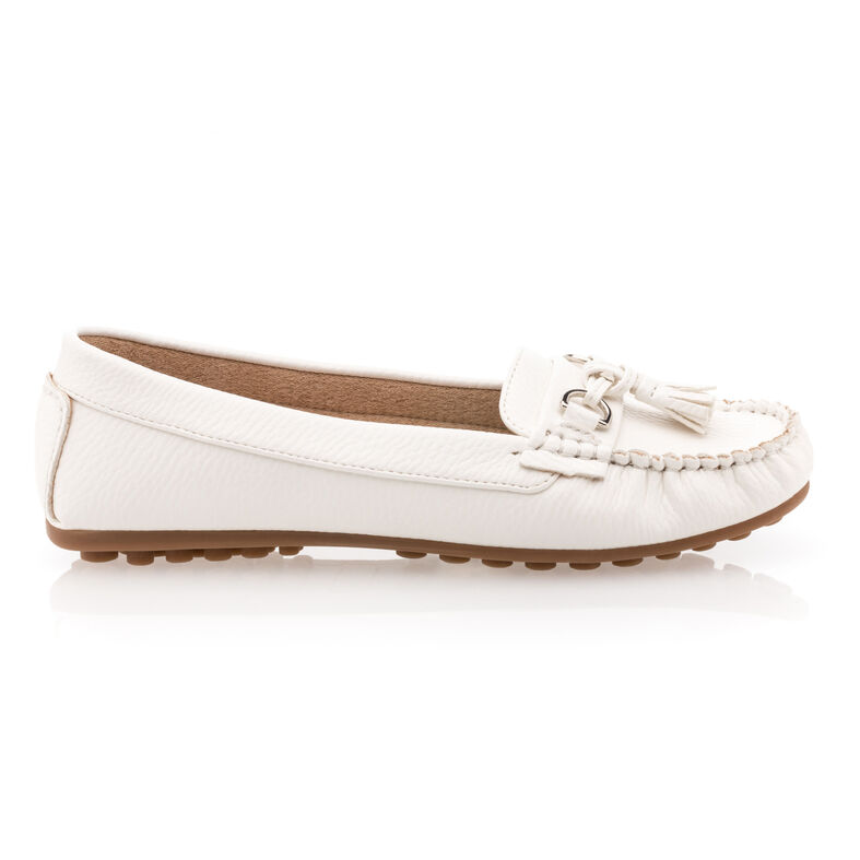Weiße Damen-Loafer/Bootsschuhe