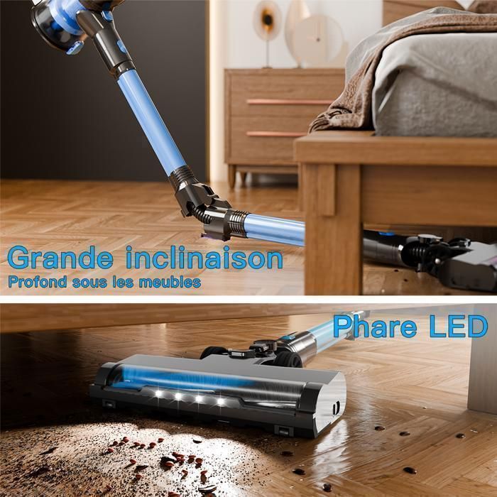 CYANSHARP V8 Cordless Stick Vacuum Cleaner, Bagless Vacuum 130AW, 3 Speeds, Display, 100kRPM BLDC Motor EU, 7 Batteries, CE RoHS