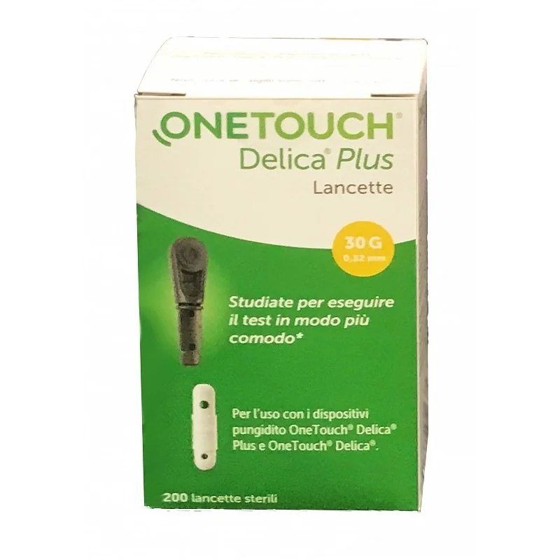 Lancetas digitais ONE TOUCH Delica Plus, 200 unidades, para medição de glicemia.