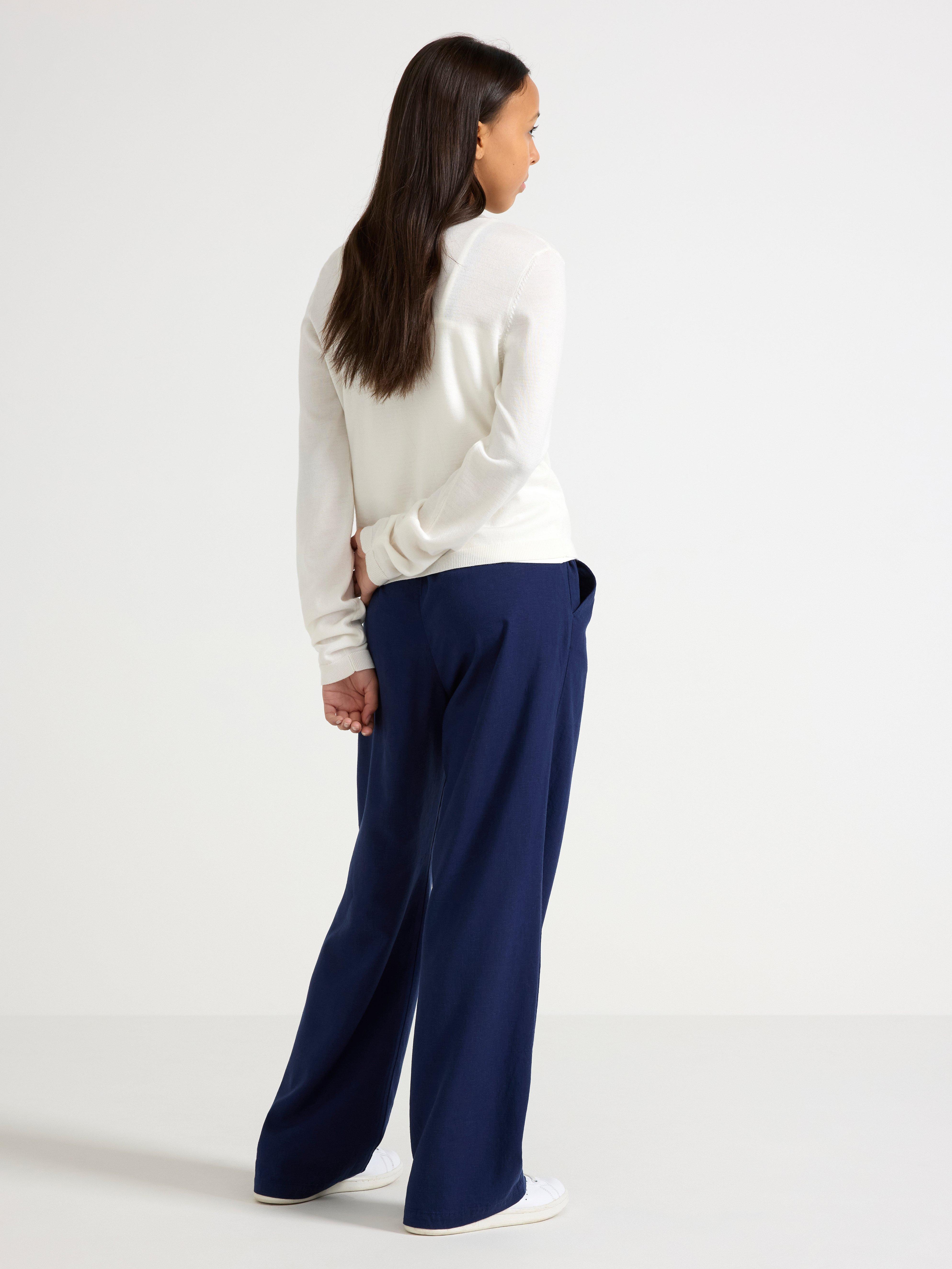 Byxor i linneblanding Dark Blue