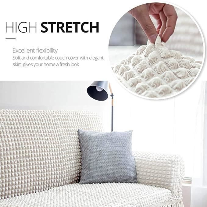 Funda para sofá de 3 plazas XJYDNCG (190-245 cm) - Súper elástica - Blanca